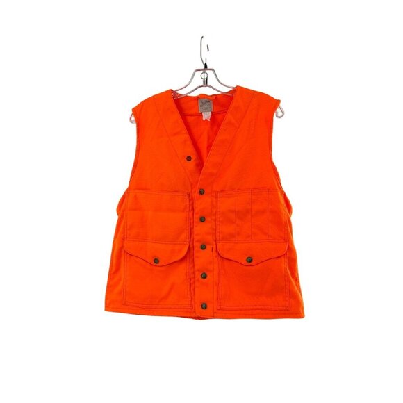 Filson Shooting Hunting Orange Work Vest 100% Acrylic Size 40 Button Front - Picture 1 of 6